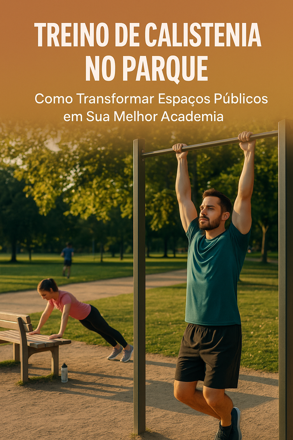 imagem com atletas treinando calistenia em parque publico